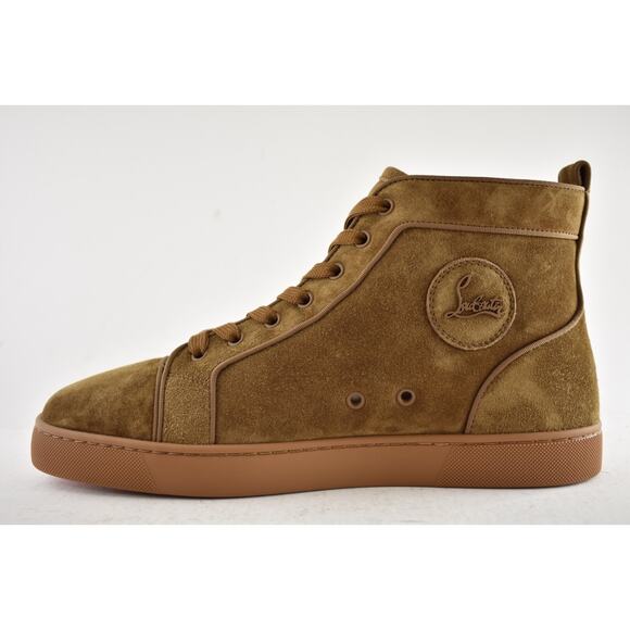 Christian Louboutin Mens Louis Orlato Flat Rhea Brown High Top Sneakers 43 10 - Picture 8 of 11